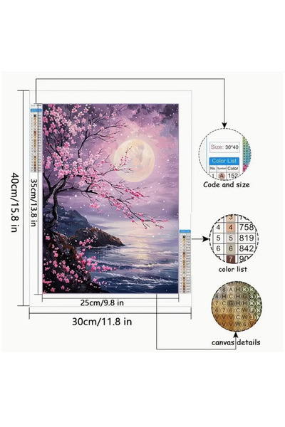 ŞAN ART DESİGN KİRAZ ÇİÇEĞİ ELMAS MOZAİK PUZZLE BOYAMA SETİ 30*40cm
