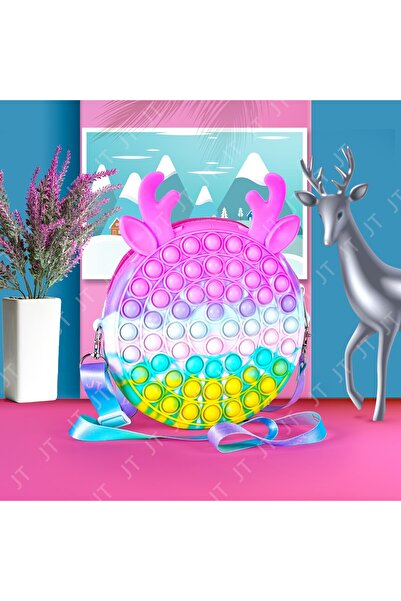 Flippy Silicone Antistress Toy Flippy, Pop It Bag, 16 cm, Reindeer, Macarons