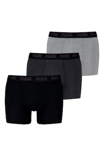 Puma , Set of boxers with logo band at the waist - 3 pairs, Black, Light Gray, Dark Gray, S