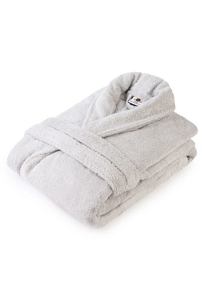 H Hotel Supplier Unisex bathrobe, 100% cotton, premium quality, Light gray – size L/XL