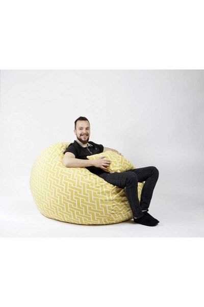 Pufrelax Set Fotoliu King Size cu Perna, Material Textil - Zippity Yellow