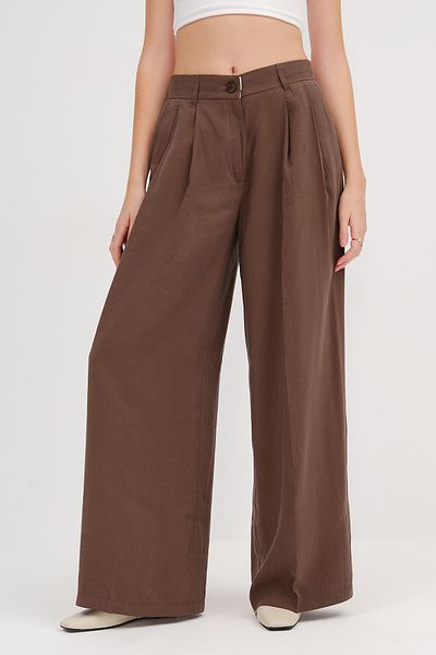 Addax Pantaloni modal cu picioare late cu nasturi PN51113