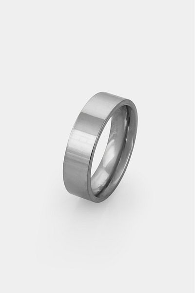 UKHWD SUPPLY خاتم رجالي من الفولاذ المقاوم للصدأ 316L مسطح فضي KA1344GM