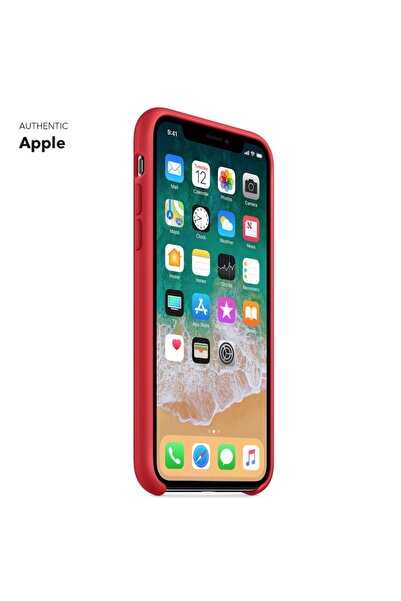 OEM Silicone Case with Apple Logo for iPhone X in Elegant Red