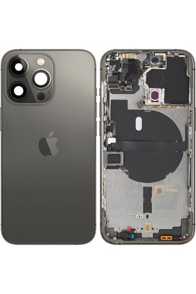 Axiofast Capac baterie Apple iPhone 13 Pro cu ramă centrală, negru grafit, înlocuibil
