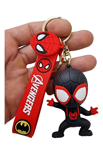 Babyklas سلسلة مفاتيح وحقيبة زينة من السيليكون باللون الأسود لشخصية سبايدرمان أفنجرز
