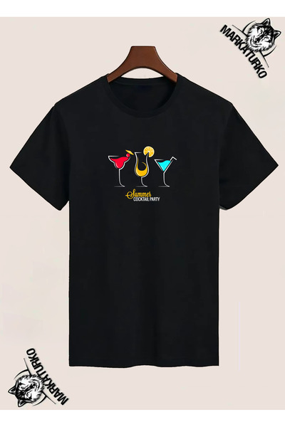 MarkaTurko تيشيرت مطبوع بتصميم كوكتيل خاص 809-520