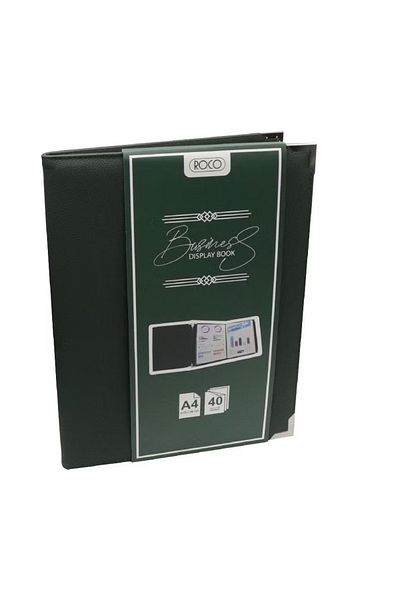 Roco EliteView A4 Display Book – 40 Pockets, Green Leather