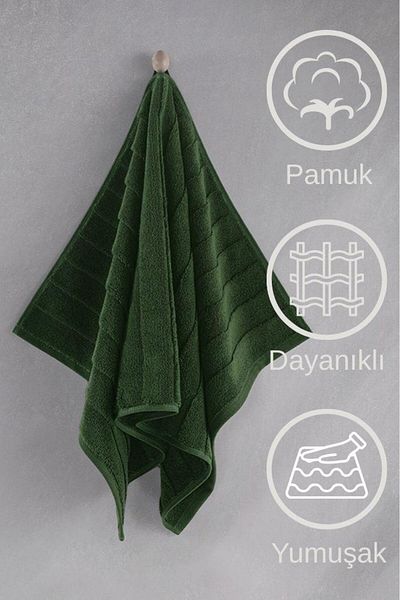 Karna Home Cotton Single Towel Jacquard Carnation Premium Venna 70X140 cm - Green