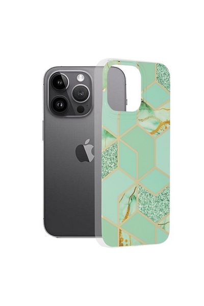 OEM Carcasă de înaltă protecție pentru iPhone 14 Pro Max, protector subțire, plastic termorezistent, hexagonal verde