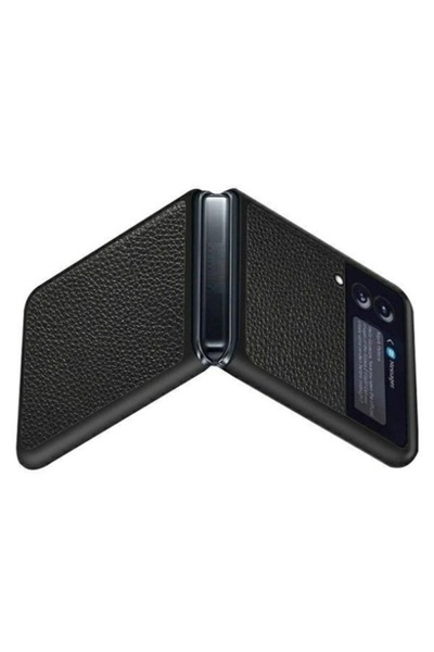 OEM Husă de protecție din piele pentru Samsung Z Flip 3 - Neagră