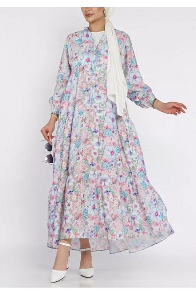 MODA Hijab Floral Printed Summer Viscose Dress