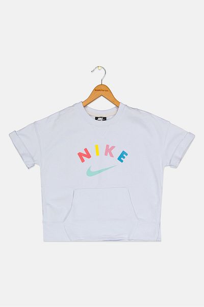 Nike Kids Girl Crew Neck Short Sleeve Training Top, Sky Blue Combo