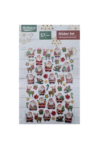OEM Set Evia de 57 de piese cu stickere decorative Mos Craciun pe sanie