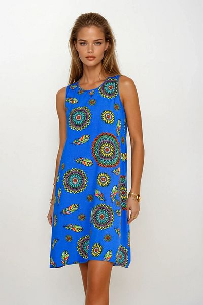 VAGGON Floral Patterned Sleeveless Midi Dress
