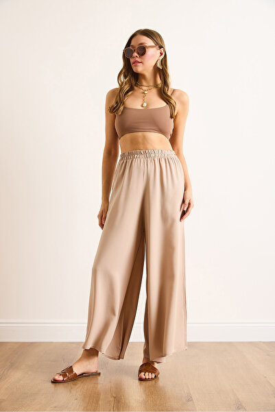 Olalook Kadın Taş Beli Kalın Bantlı Dökümlü Etek Pantolon PNT-19000330