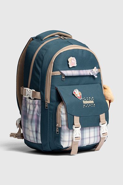 Fiyaka Rlx-1396 Set de 3 geanți pentru școală primară pentru copii, cu suport pentru creion, cutie de prânz, rucsac PETROL