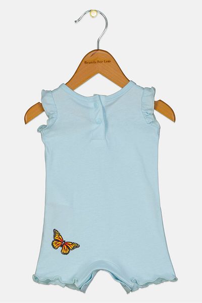 Nike Toddlers Girl Round Neck Brand Logo Rompers, Light Blue