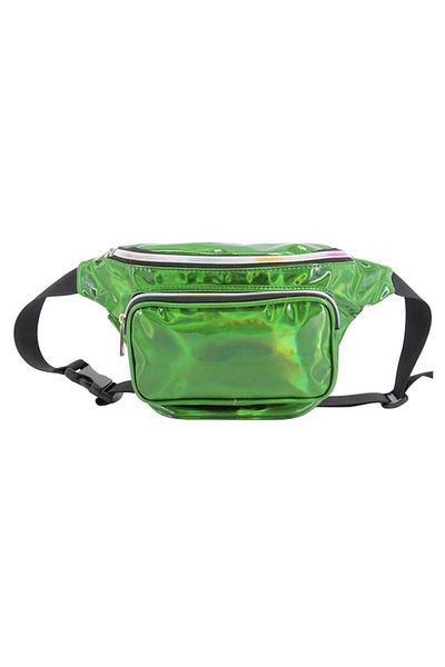 Evolium Borsetă strălucitoare cu 3 buzunare exterioare cu fermoar, verde