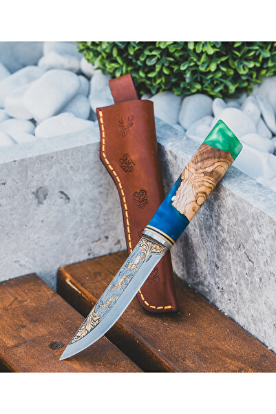 Huğlu 24 Karat Altın Detaylı (Gravürlü) Kamp Bıçağı