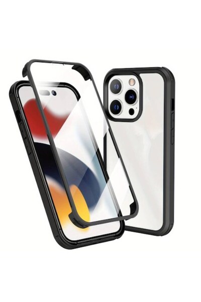 OEM Carcasă transparentă de protecție pentru iPhone 14 Max, neagră