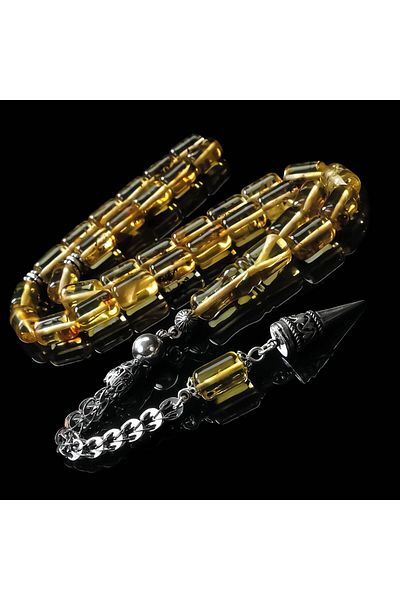 TESBİHCİBABA Old Class Million Year Capsule Fossil Drop Amber Prayer Beads
