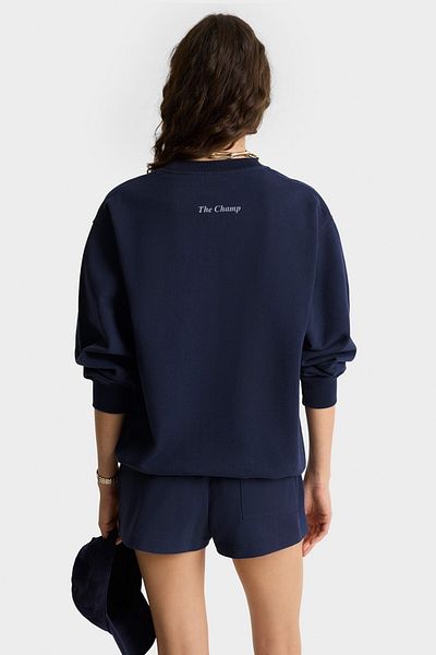 The Champ Clothing Дамски тъмносин суитшърт от две части и шорти с джобове, комбинирани в ежедневна спортна комбинация