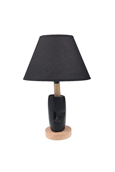 OEM Veioza, Chip Uman, Ceramica si Lemn, 25x38cm, Negru-Bej