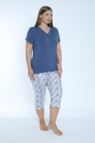 Cotpark Women's Plus Size Viscose Combed Cotton Fabric Short Sleeve Capri Suit 14601