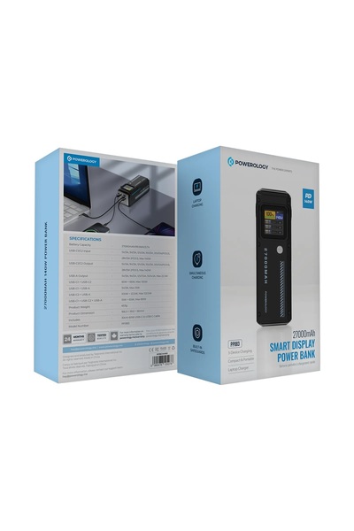 Powerology 140W Dual Channel Smart Battery Display Power Bank With Colorful Led 27000Mah
