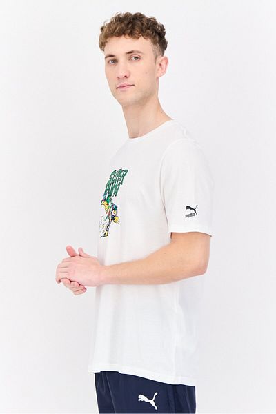 Puma Men Sportswear Fit Graphic Print Short Sleeves Outdoor T-Shirt, White