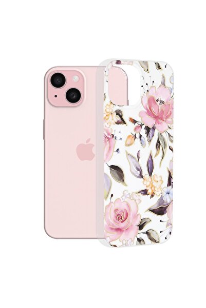 OEM Protective Case for iPhone 15, UltraX, Marble Series, G700, Thermoplastic, Chloe White