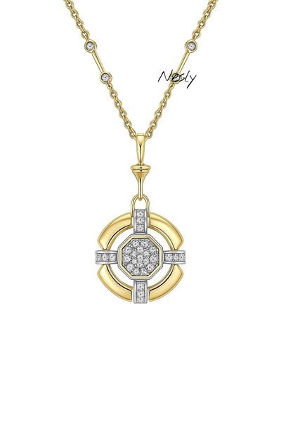 neslyaccessories Gold Emblem Locket Necklace