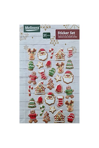 Evolium Set 31 de stickere 3D decorative Mos Craciun, Evolium, Multicolor