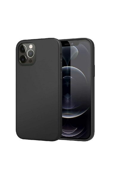 OEM Husă neagră din silicon moale pentru iPhone 12 Pro cu capac spate și protecție bara de protecție