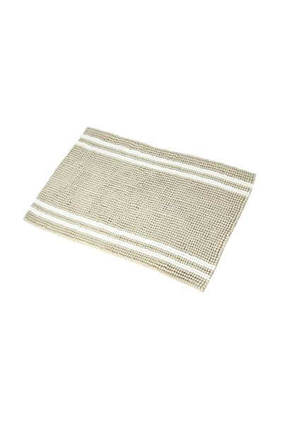 Cottage beige and white polyester bathmat set 2 pcs