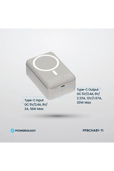 Powerology Pd20W Magsafe Wireless Power Bank 30000Mah - Titanium