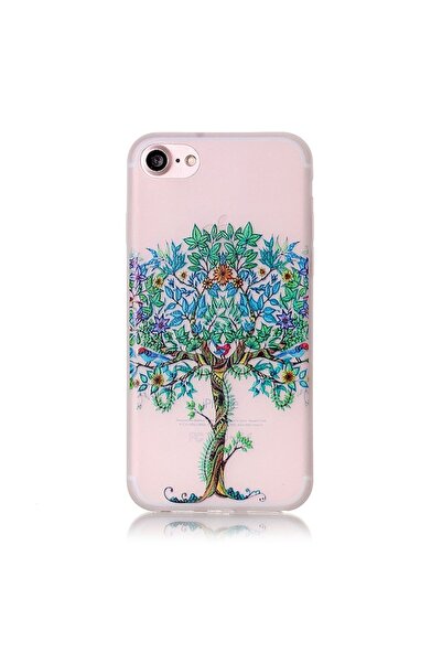 OEM Phosphorescent iPhone 7 Back Cover — Multicolor Tree Design (Transparent White)