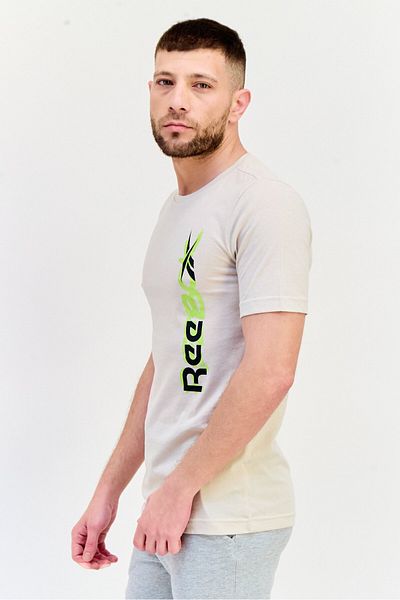 Reebok Men Sportswear Fit Short Sleeves Running T-Shirt, Beige