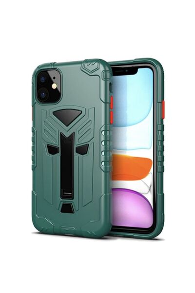 OEM Husă de protecție rigidă cu suport și bară de protecție pentru iPhone 11, verde