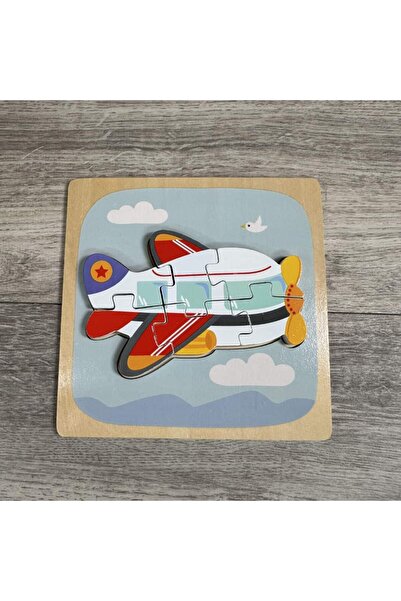 dalip Montessori Wooden Puzzle for Children Flippy 3D - Airplane Model, 0-3 Years, 6 Pieces, Multicolor