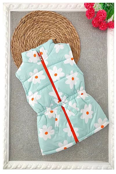 BEBENAZ Water Green Daisy Patterned Children's Inflatable Vest with Elastic Inner Lining and Zipper