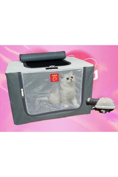Flippy Pet Drying Cage, Textile, Transparent Window, 53 x 36 x 42 cm, Gray