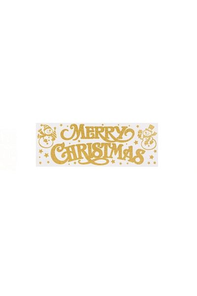 OEM Autocolant decorativ de Crăciun, Crăciun fericit, 20 x 60 cm, Glamour Gold