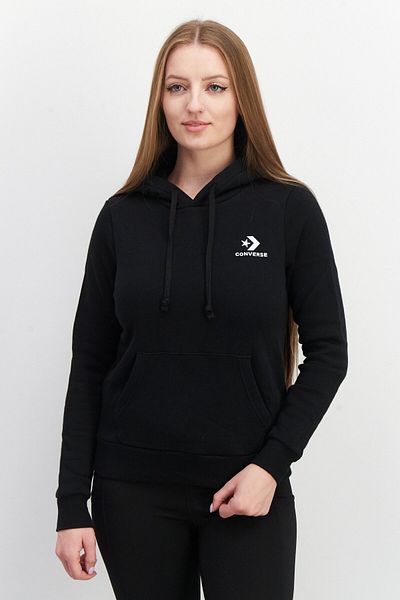 converse Women Sport Fit Long Sleeve Training Hooded Fleece Sweatshirt, Black