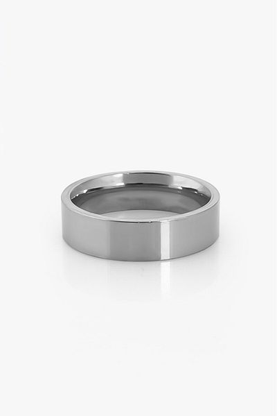UKHWD SUPPLY خاتم رجالي من الفولاذ المقاوم للصدأ 316L مسطح فضي KA1344GM