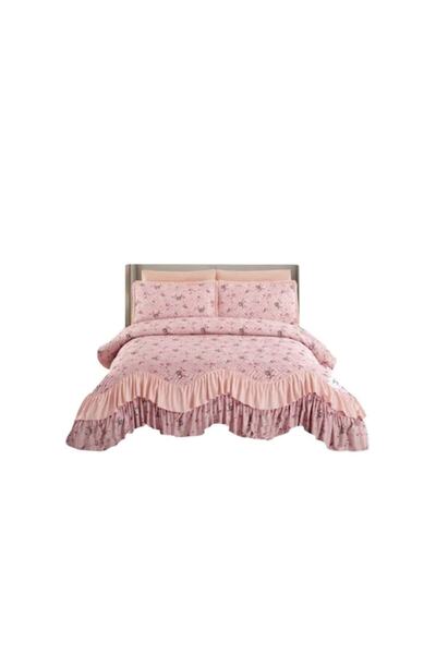 JOJO HOME Quilt and 2 pillowcases, Finet, floral, M3, 3 pieces, 2 persons, 220x270cm, Coral P