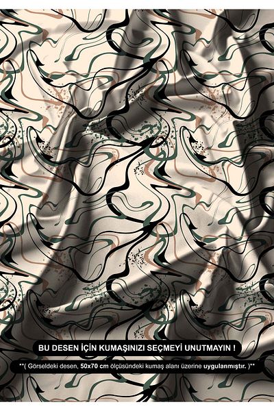 DESENİX Abstract Brush Pattern Digital Printing Fabric |   Moving Pattern |   150X100Cm |   Sales with Meters