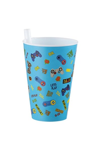 OEM Gamer Plastic Cup with Fixed Straw, 400 ml