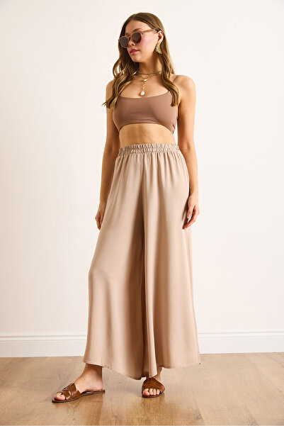 Olalook Kadın Taş Beli Kalın Bantlı Dökümlü Etek Pantolon PNT-19000330